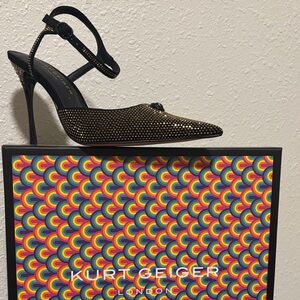 Kurt Geiger Black and Gold Studded Heels